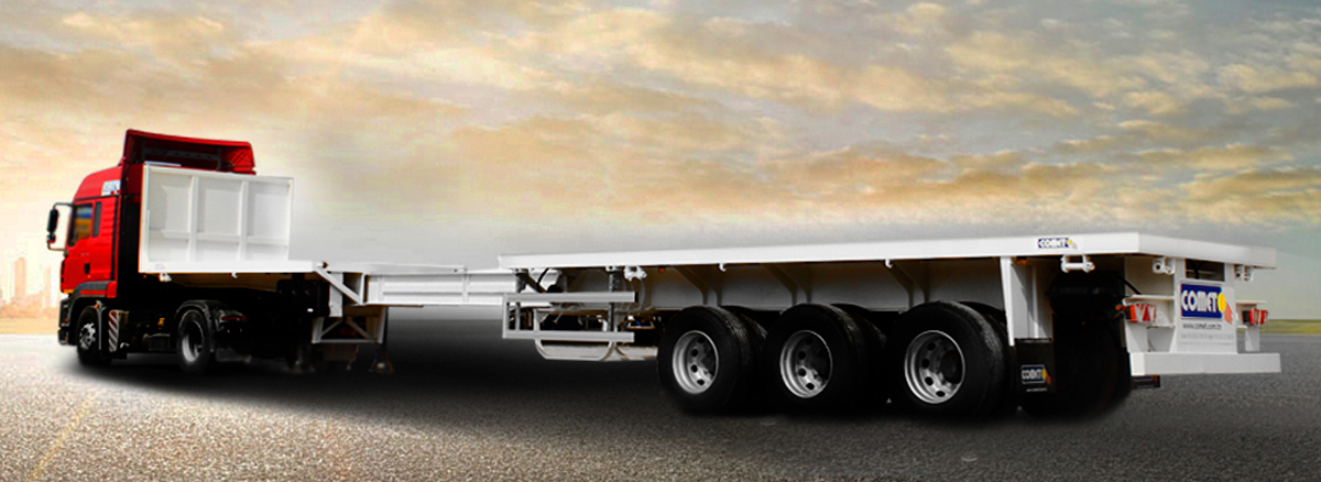 Semi-remorque Plateau Extensible La semi-remorque plateau extensible COMET est destinée au transport exceptionnel de charges indivisibles extra longues comme les pipelines et les grumes. Sa ma