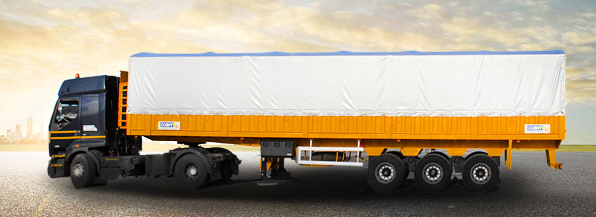 Semi-remorque Fourgon Bâché La semi-remorque fourgon bâché COMET est consacrée au transport de divers types de produits même en vrac et assure une protection efficace c