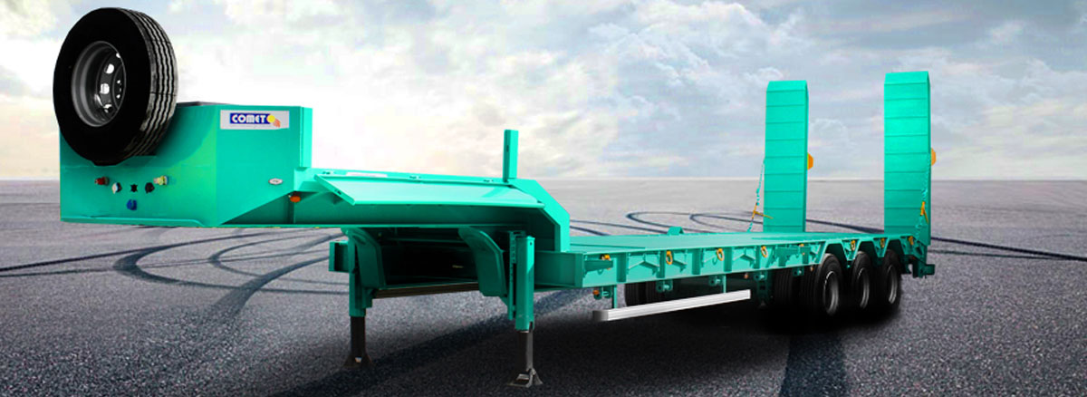Semi-remorque Porte-engins Moyen Tonnage à 3 Essieux La semi-remorque porte-engins moyen tonnage à 3 essieux COMET est consacrée au transport de différents types de matériels comme les engins